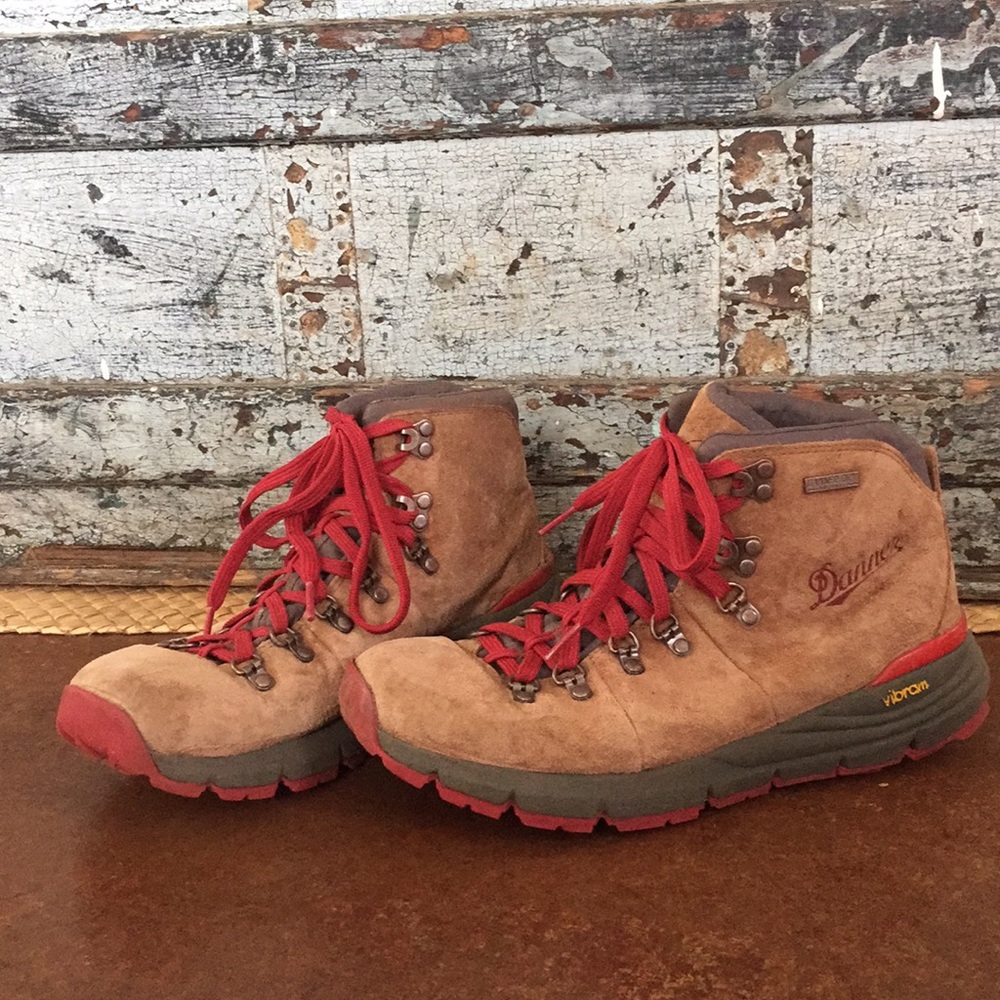 Danner hiking boots, red lace and bottom